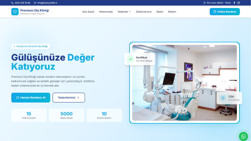 Diş Hekimleri İçin Hazır Web Sitesi